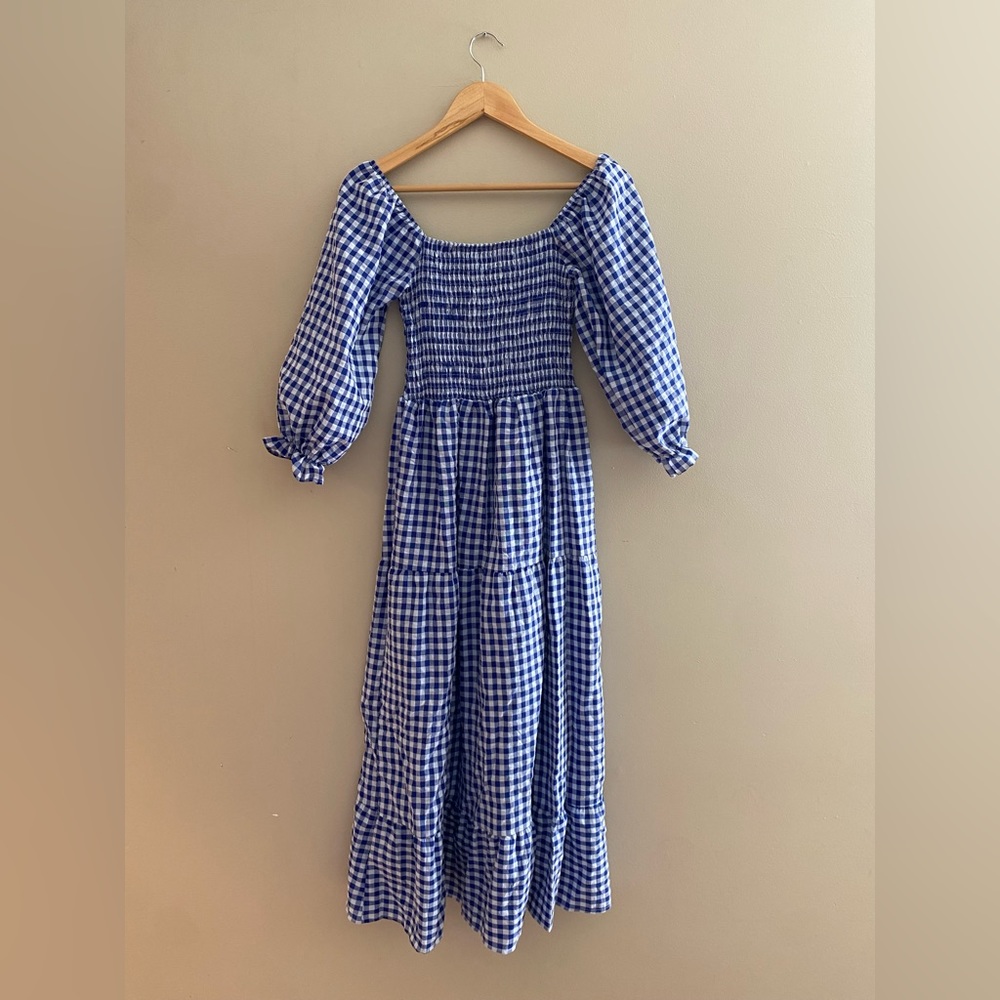 Checkered peasant dress